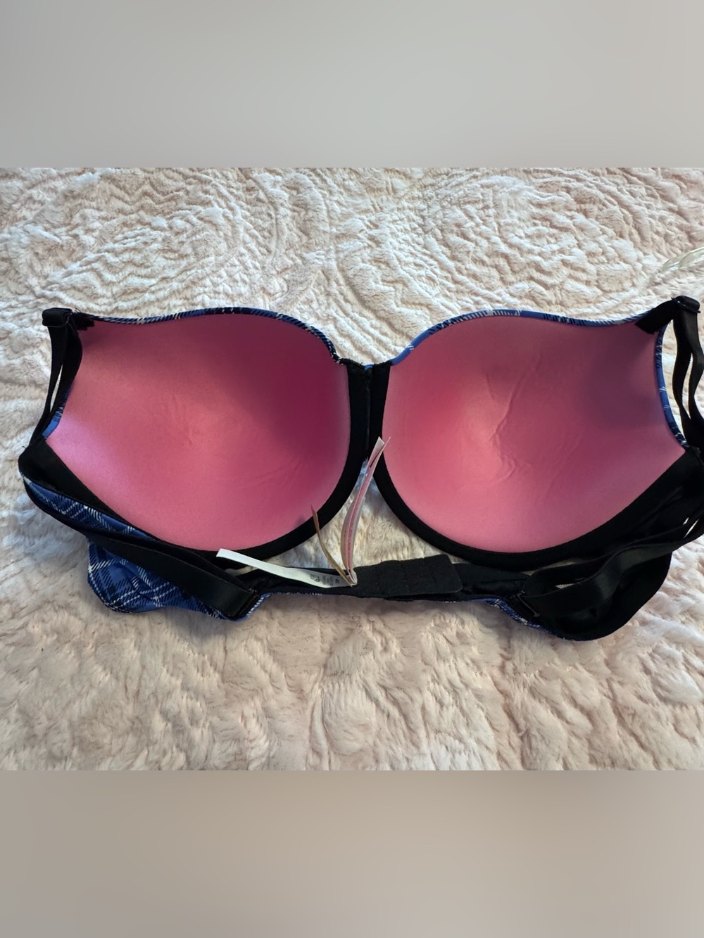 PINK Victoria's Secret Blue Plaid T-Shirt Bra - Picture 3 of 4